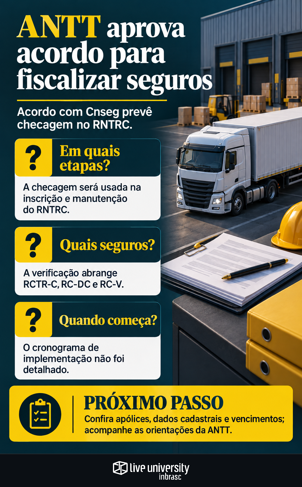 Infográfico: ANTT aprova acordo para fiscalizar seguros obrigatórios