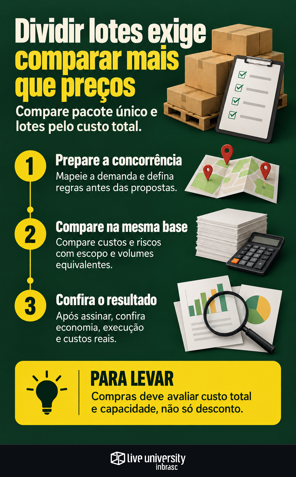 Infográfico: Divisão de lotes em compras exige comparar mais que preços