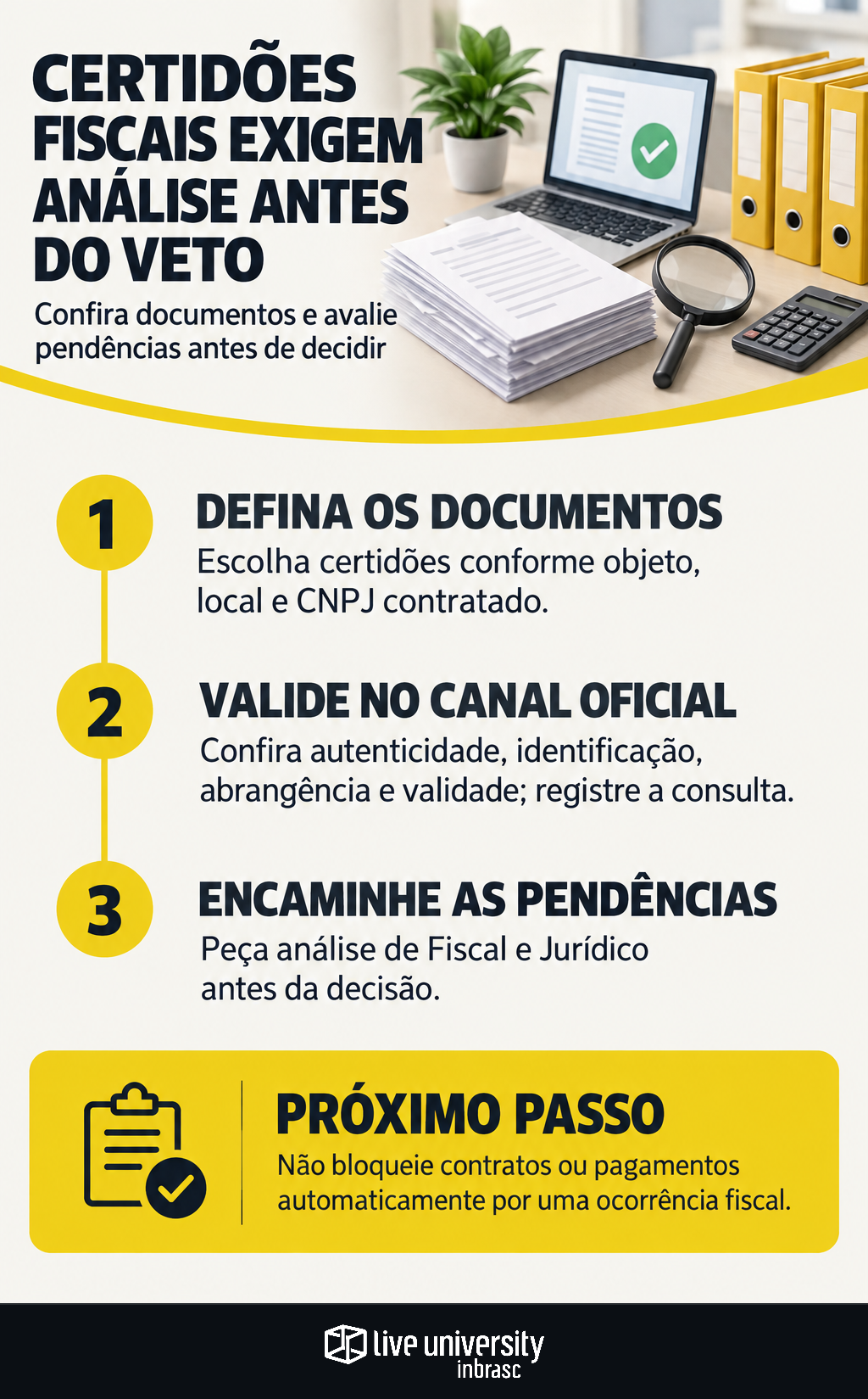 Infográfico: Certidões fiscais de fornecedores exigem análise antes do veto