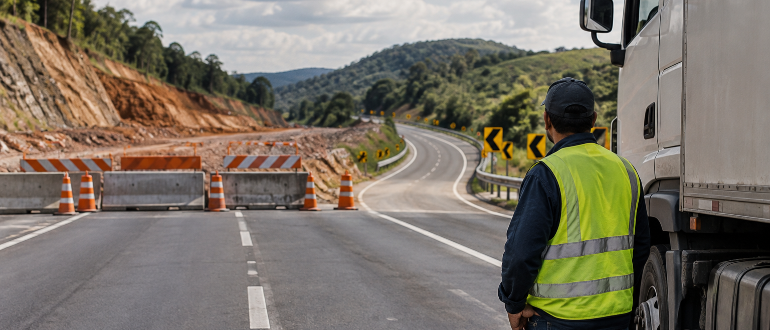 Rodovia interditada exige validar o desvio antes de sair