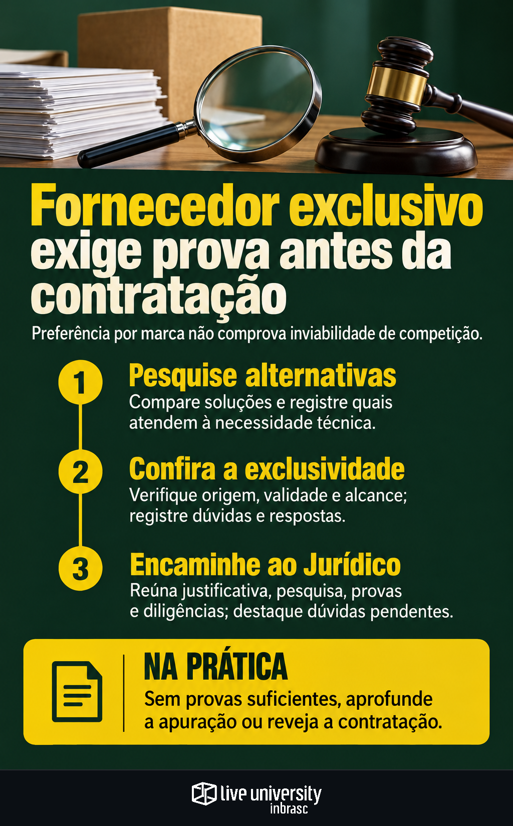 Infográfico: Fornecedor exclusivo exige prova antes da contratação direta
